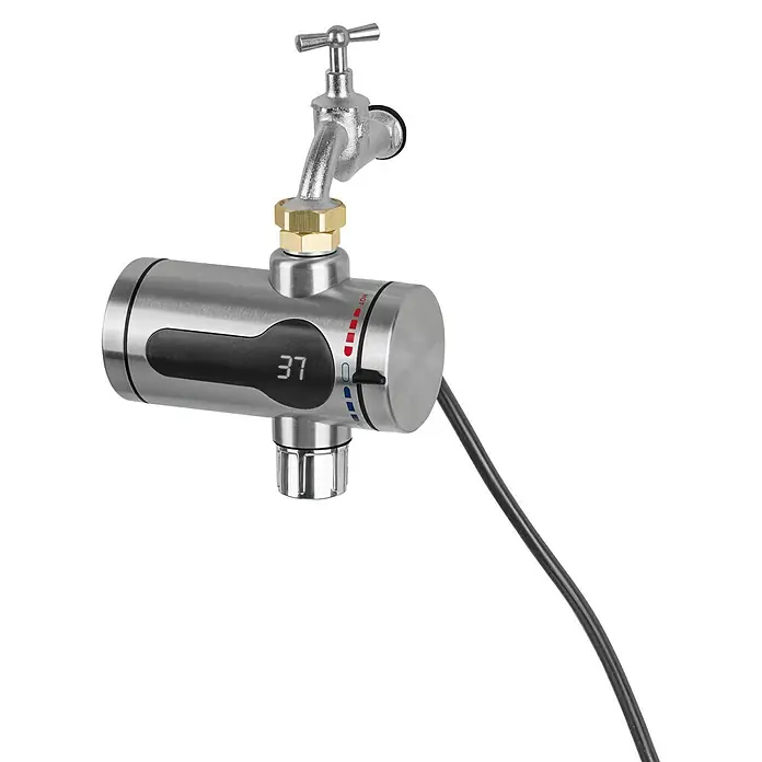 MAXXMEE Protočni grijač Kompakt - Snaga grijanja: 3.600 W, Napon: 220 - 240 V, 50/60 Hz, Vrsta zaštite: IPX4 - Dijagonalni pogled