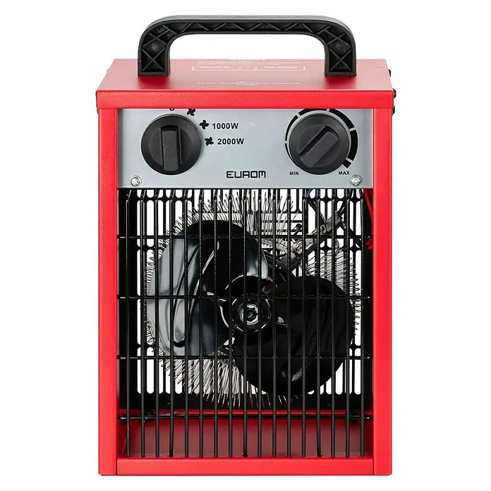 Eurom Werkplaatskachel EK1999 - 16 W, Verwarmingscapaciteit: 2.000 W, Rood - Vooraanzicht