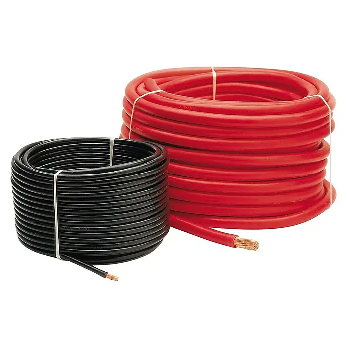 Cable de batería - Largo: 25 cm, Sección: 10 mm², Rojo - Vista frontal
