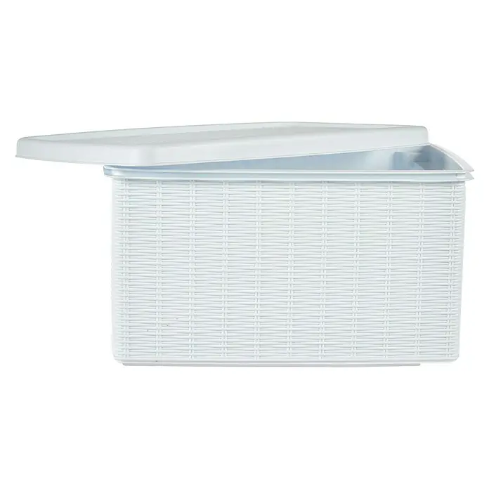 Caja de almacenaje Elegance - L x An x Al: 39 x 29 x 21 cm, Plástico, Blanco - Vista frontal