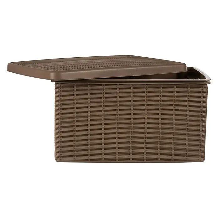 Caja de almacenaje Elegance - L x An x Al: 39 x 29 x 21 cm, Plástico, Marrón - Vista frontal