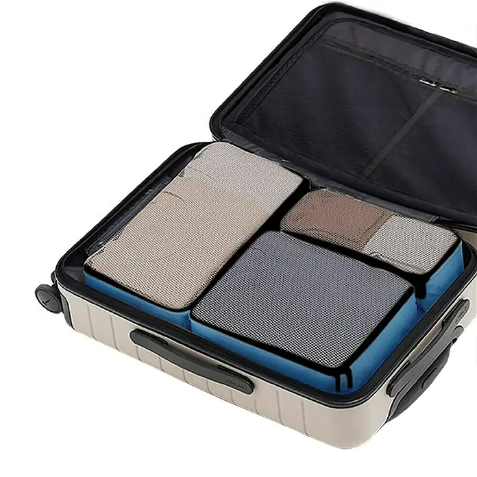Organizador de viaje - 3 piezas, Poliéster, Gris - Producto en uso