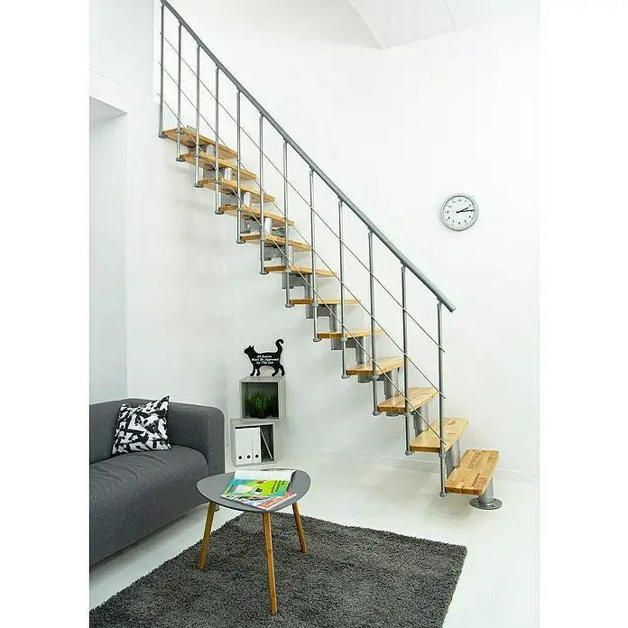Minka Mittelholmtreppe Comfort - Breite: 80 cm, Silber, Farbe Stufen: Buche Natur, Geschosshöhe: 312 cm - Stimmungsaufnahme