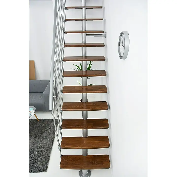 Minka Mittelholmtreppe Comfort - Breite: 80 cm, Silber, Farbe Stufen: Buche Walnuss gebeizt, Geschosshöhe: 312 cm - Stimmungsaufnahme