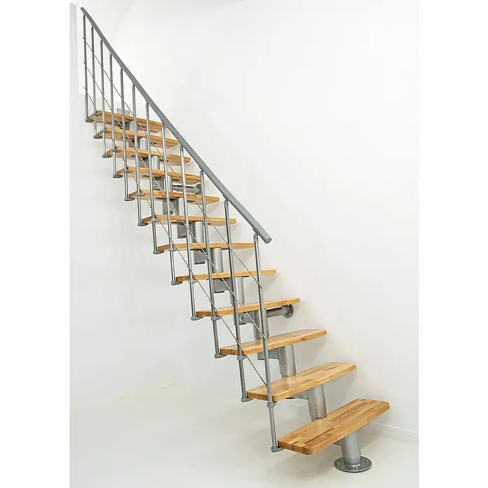 Minka Mittelholmtreppe Comfort - Breite: 80 cm, Silber, Farbe Stufen: Buche Natur, Geschosshöhe: 312 cm - Stimmungsaufnahme