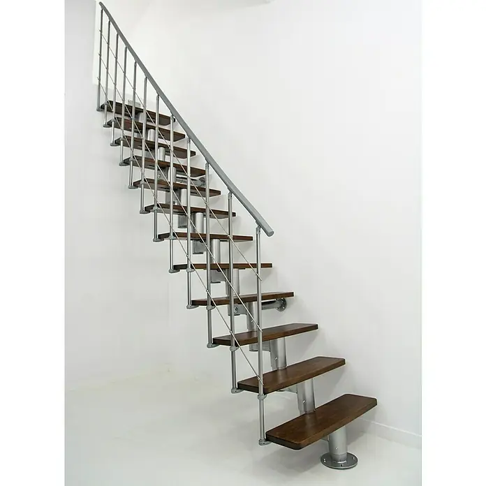 Minka Mittelholmtreppe Comfort - Breite: 80 cm, Silber, Farbe Stufen: Buche Walnuss gebeizt, Geschosshöhe: 312 cm - Stimmungsaufnahme