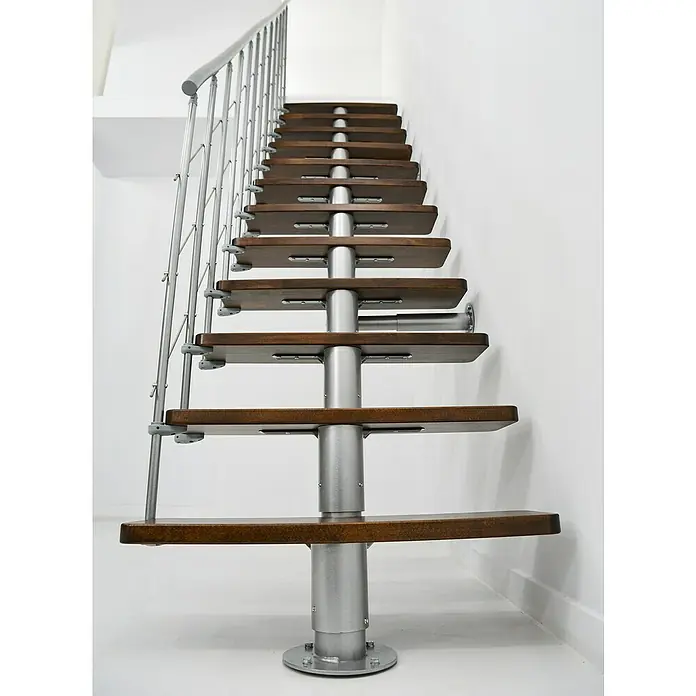 Minka Mittelholmtreppe Comfort - Breite: 80 cm, Silber, Farbe Stufen: Buche Walnuss gebeizt, Geschosshöhe: 312 cm - Stimmungsaufnahme