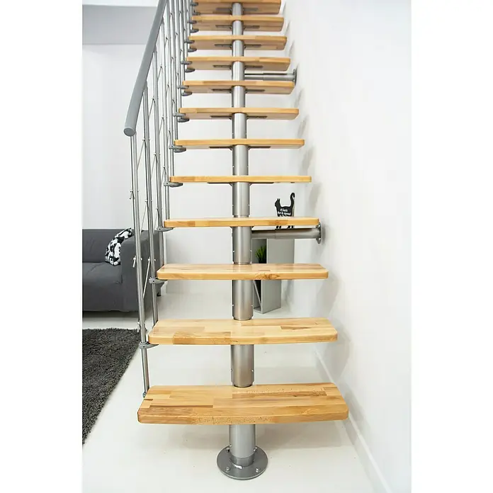 Minka Mittelholmtreppe Comfort - Breite: 80 cm, Silber, Farbe Stufen: Buche Natur, Geschosshöhe: 312 cm - Stimmungsaufnahme