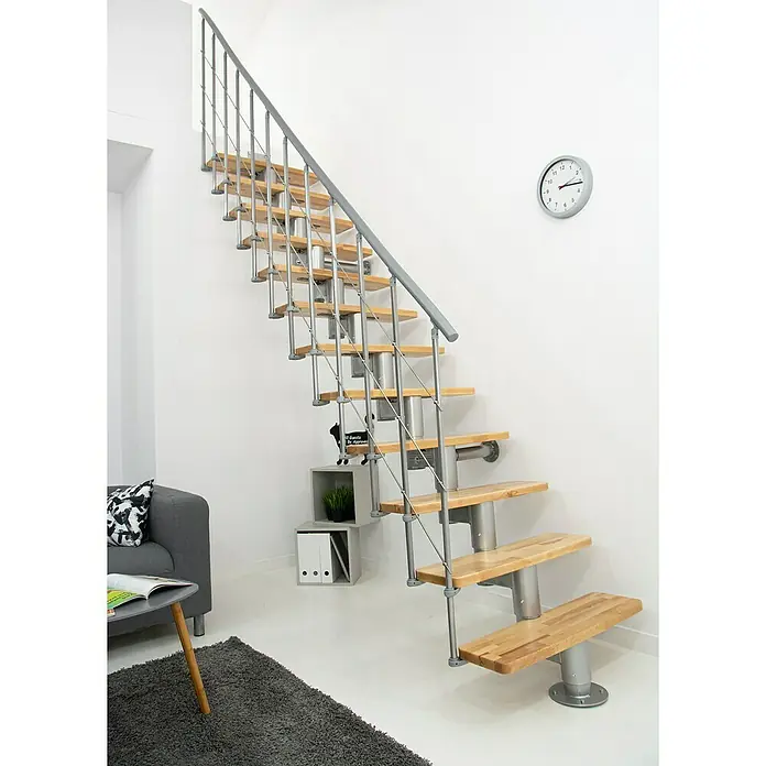 Minka Mittelholmtreppe Comfort - Breite: 80 cm, Silber, Farbe Stufen: Buche Natur, Geschosshöhe: 312 cm - Stimmungsaufnahme