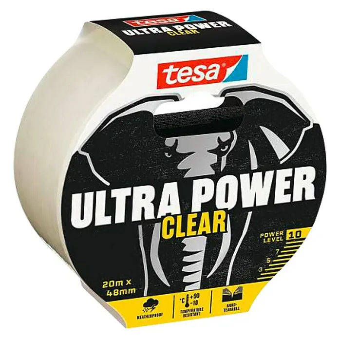 Tesa Cinta adhesiva Ultra Power Clear - 20 m x 50 mm - Vista angular