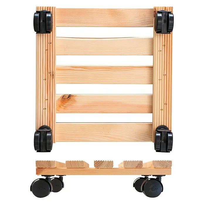 Gardol Soporte con ruedas para plantas Andaluz - 29 x 29 cm, Natural, Carga máx.: 100 kg - Vista ascendente