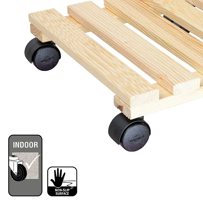 Gardol Soporte con ruedas para plantas Andaluz - 29 x 29 cm, Natural, Carga máx.: 100 kg - Primer plano