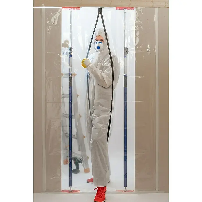 Wisent Puntal regulable - Anchura de expansión: 160 - 290 cm, Rojo/Azul - Producto en uso