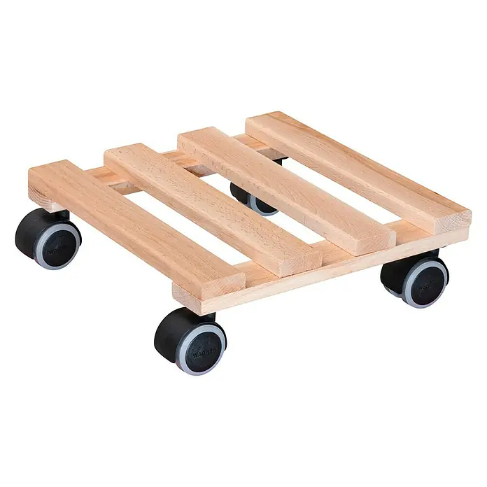 Gardol Soporte con ruedas para plantas Classic Soft - Cuadrado, Haya, Carga máx.: 100 kg - Vista angular