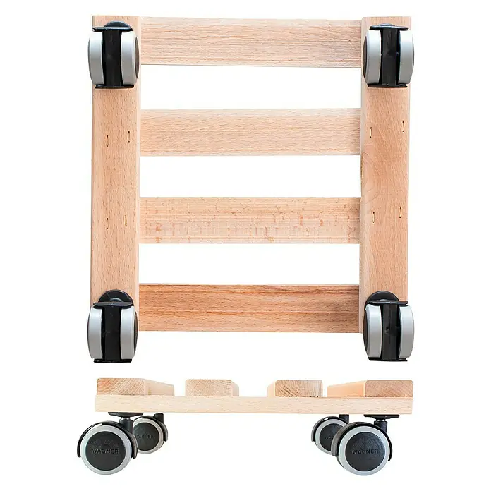 Gardol Soporte con ruedas para plantas Classic Soft - Cuadrado, Haya, Carga máx.: 100 kg - Vista ascendente