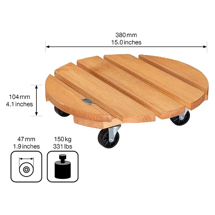 Gardol Pflanzenroller Florenz - Durchmesser: 37,5 cm, Kiefer - Skizze