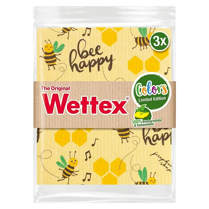 Wettex Schwammtuch Bee Edition - 6 x 176 x 220 mm, 3 Stk., Gelb - Vorderansicht