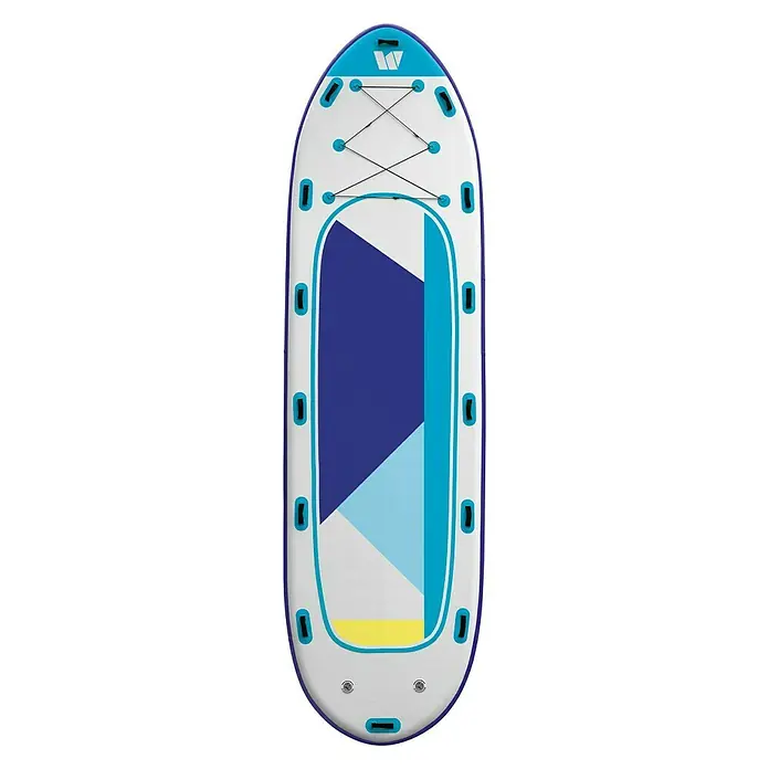 MAXXMEE SUP-Board-Set Design für 6 Personen - L x B x H: 550 x 152 x 20 cm, Geeignet für: 6 Personen, Nutzlast: 650 kg, Aufblasbar, Blau/Weiß - Vorderansicht