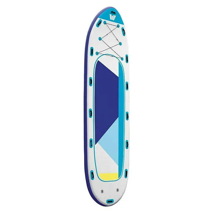 MAXXMEE SUP-Board-Set Design für 6 Personen - L x B x H: 550 x 152 x 20 cm, Geeignet für: 6 Personen, Nutzlast: 650 kg, Aufblasbar, Blau/Weiß - Diagonale Ansicht