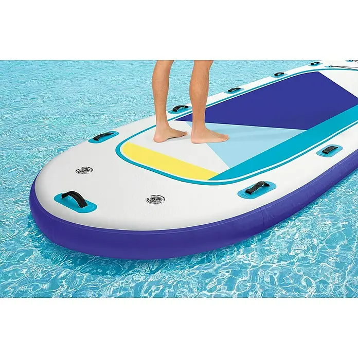 MAXXMEE SUP-Board-Set Design für 6 Personen - L x B x H: 550 x 152 x 20 cm, Geeignet für: 6 Personen, Nutzlast: 650 kg, Aufblasbar, Blau/Weiß - Stimmungsaufnahme