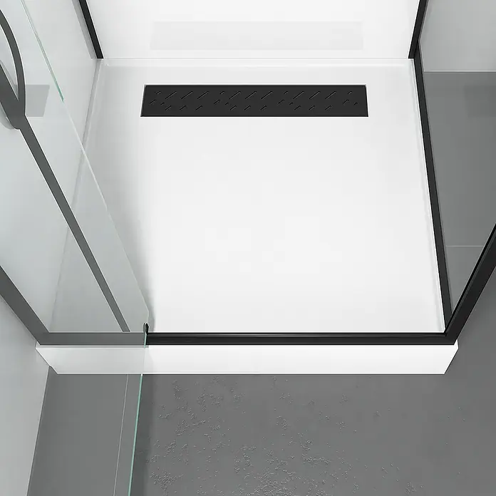 Cabina de ducha cuadrada Urban 2 - 90 x 90 x 215 cm, Blanco/Negro - Primer plano