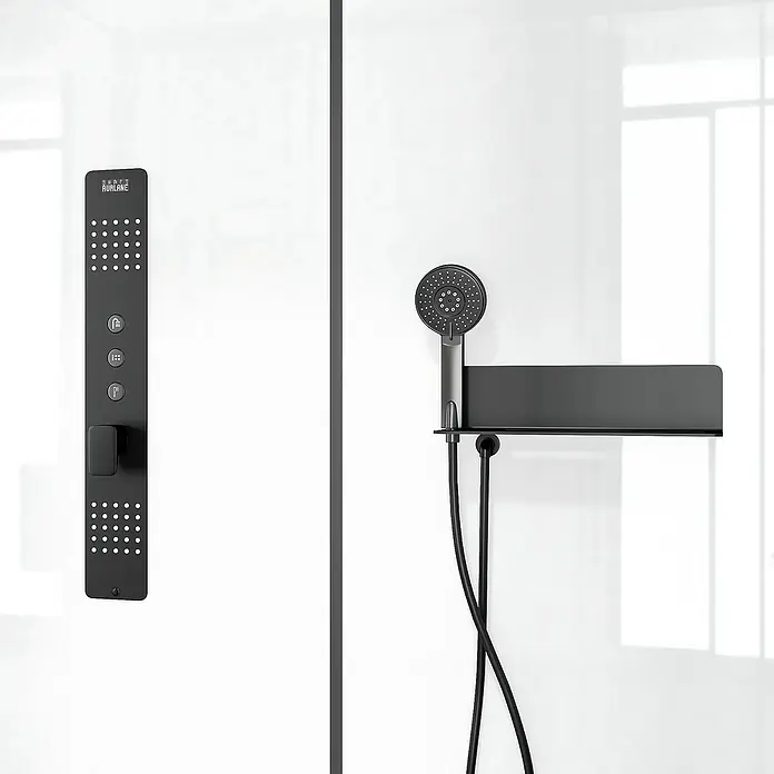 Cabina de ducha Urban 2 XXL - 85 x 160 x 215 cm, Blanco/Negro - Foto ambiente