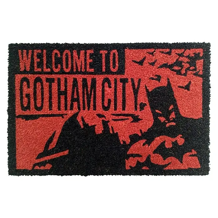 Felpudo de coco Batman Welcome to Gotham - Negro/Rojo, 60 x 40 cm - Vista frontal
