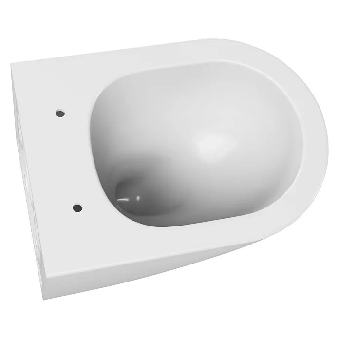 Camargue Paris Wand-WC-Set 2.0 - Spülrandlos, Ohne Spezialglasur, Spülform: Tief, WC Abgang: Waagerecht, Weiß - Diagonale Ansicht