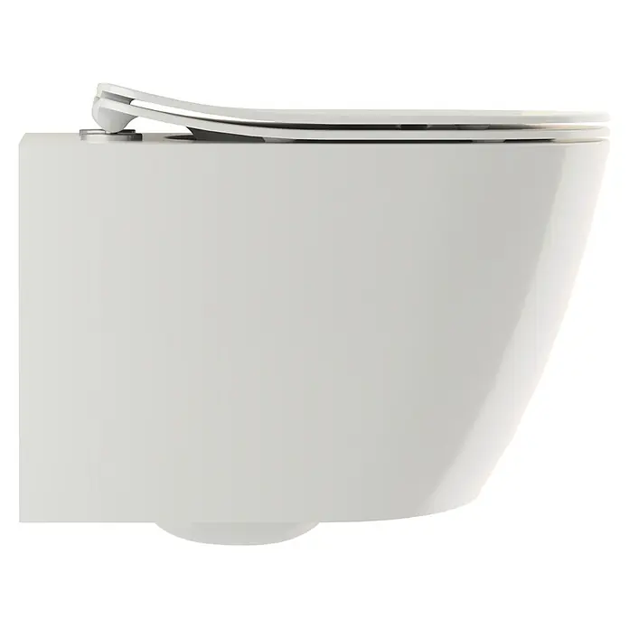 Camargue Paris Wand-WC-Set 2.0 - Spülrandlos, Ohne Spezialglasur, Spülform: Tief, WC Abgang: Waagerecht, Weiß - Rechte Seitenansicht