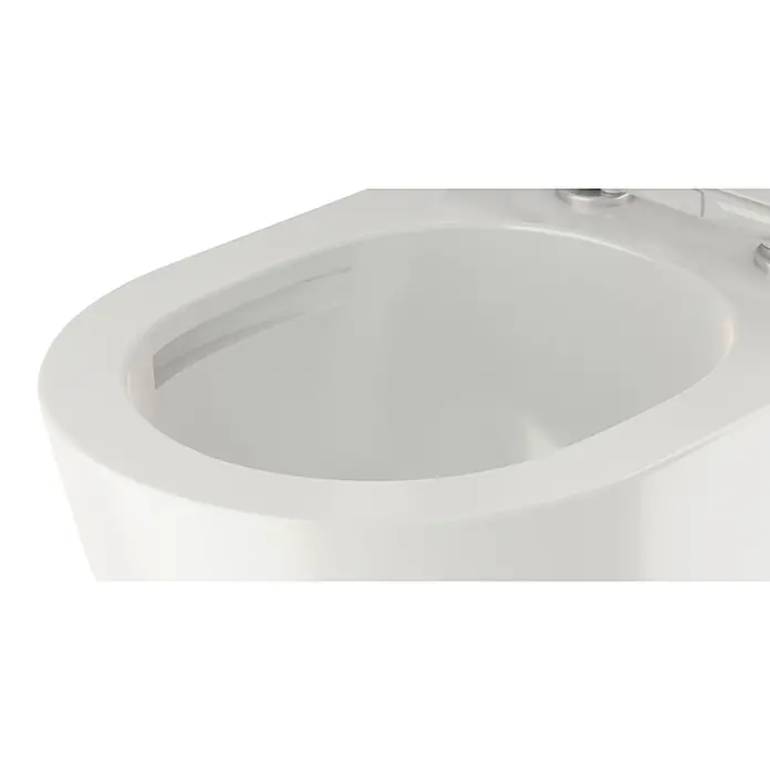 Camargue Paris Wand-WC-Set 2.0 - Spülrandlos, Ohne Spezialglasur, Spülform: Tief, WC Abgang: Waagerecht, Weiß - Detailaufnahme