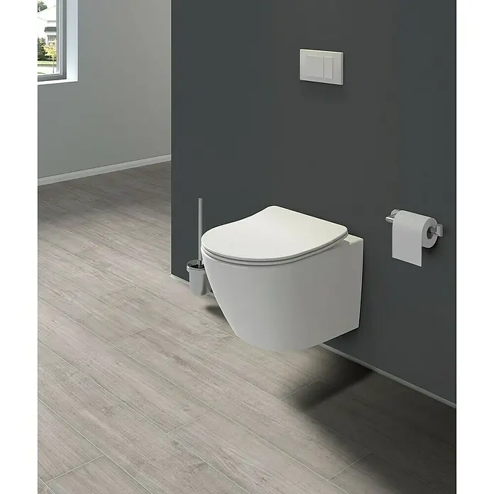 Camargue Paris Wand-WC-Set 2.0 - Spülrandlos, Ohne Spezialglasur, Spülform: Tief, WC Abgang: Waagerecht, Weiß - Stimmungsaufnahme