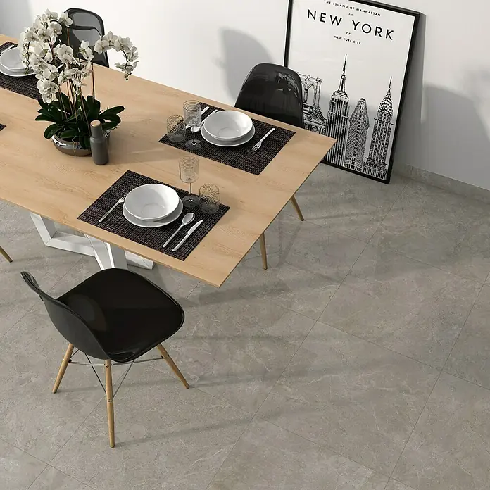 Pavimento porcelánico Lao - 60,8 x 60,8 cm, Gris, Marmolado - Foto ambiente