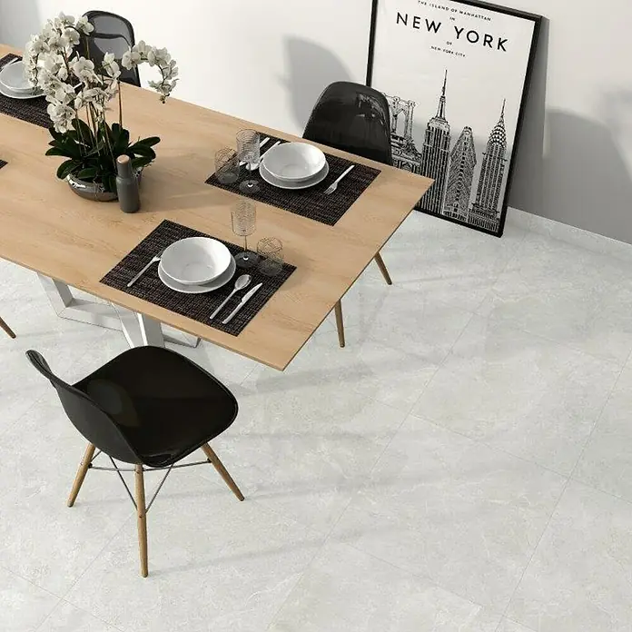 Pavimento porcelánico Lao - 60,8 x 60,8 cm, Blanco, Marmolado - Foto ambiente
