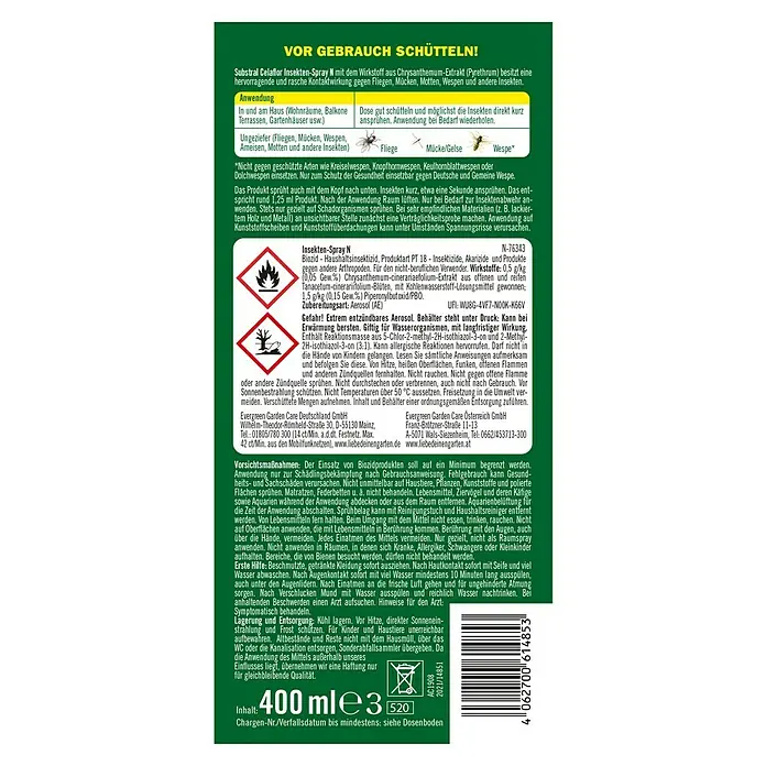 Substral Celaflor Insekten-Spray N - 400 ml - Rückansicht