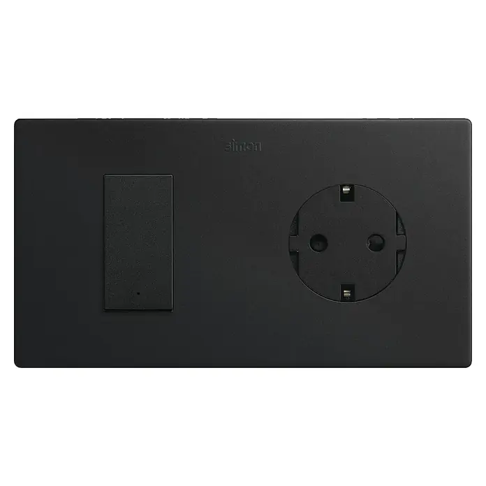 Simon 270 Combinación de interruptores - 2 conexiones, Negro, En pared, IP20 - Vista frontal