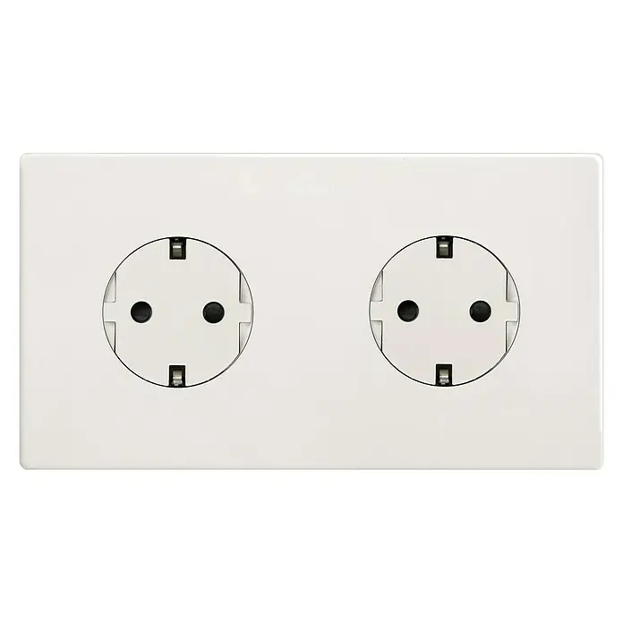 Simon 270 Enchufe doble - Blanco, Plástico, 16 A, En pared - Vista frontal