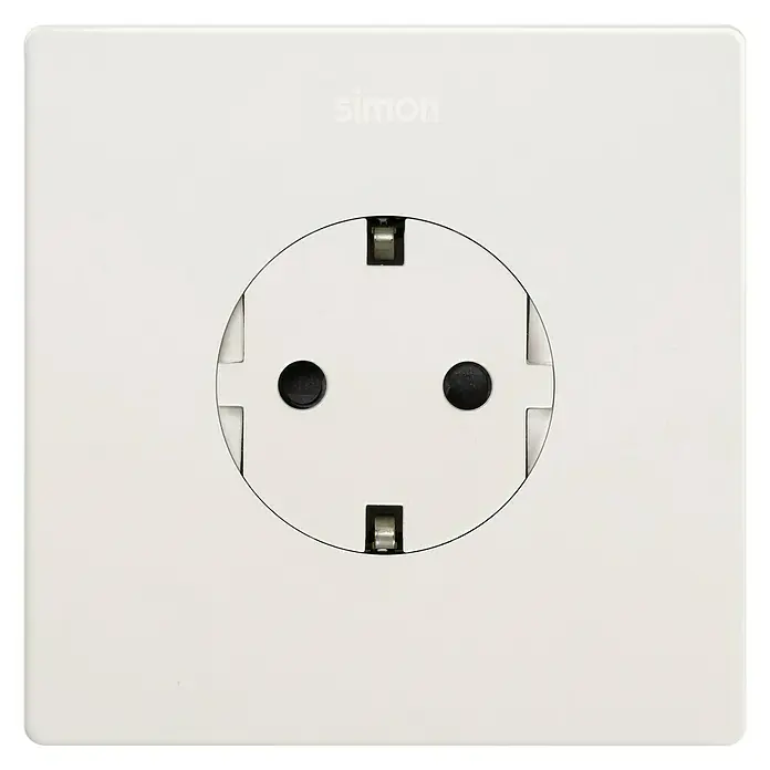 Simon 270 Enchufe Kit - Blanco, Mate, 16 A, En pared - Vista frontal