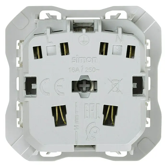 Simon 270 Enchufe - Blanco, Mate, 16 A, En pared - Vista trasera