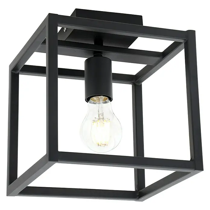 Plafón Bianka - 60 W, L x An x Al: 20 x 20 x 20 cm, Negro, E27 - Vista angular