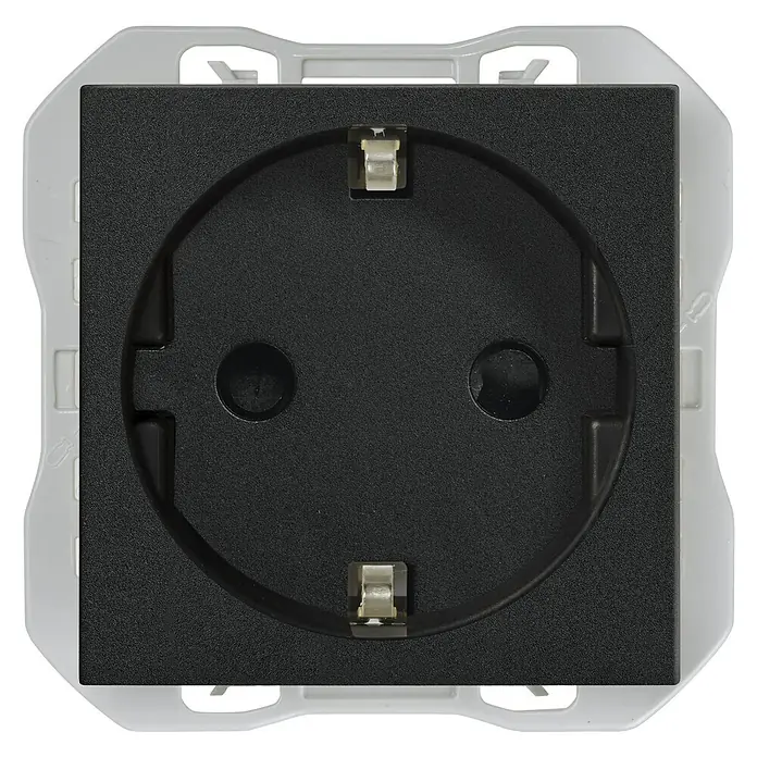 Simon 270 Enchufe - Negro, 16 A, En pared - Vista frontal