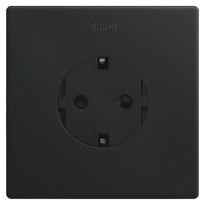 Simon 270 Enchufe Kit - Negro, Mate, 16 A, En pared - Vista frontal