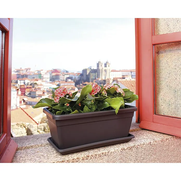 Artevasi Venezia Pflanzkasten - Außenmaß (L x B x H): 50 x 19 x 16,3 cm, Kunststoff, Anthrazit - Stimmungsaufnahme