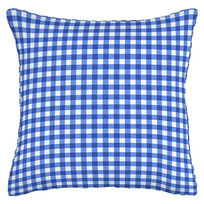 Cojín Cuadro Vichy - Azul-Blanco, 45 x 45 cm, 50 % algodón, 50 % poliéster - Vista frontal