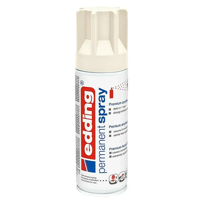 Edding Acrylspuitlak - Crèmewit Mat, 200 ml - Vooraanzicht