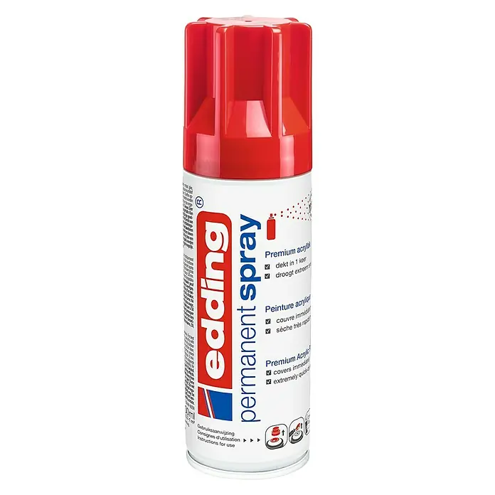 Edding Acrylspuitlak - Rood Glanzend, 200 ml - Vooraanzicht