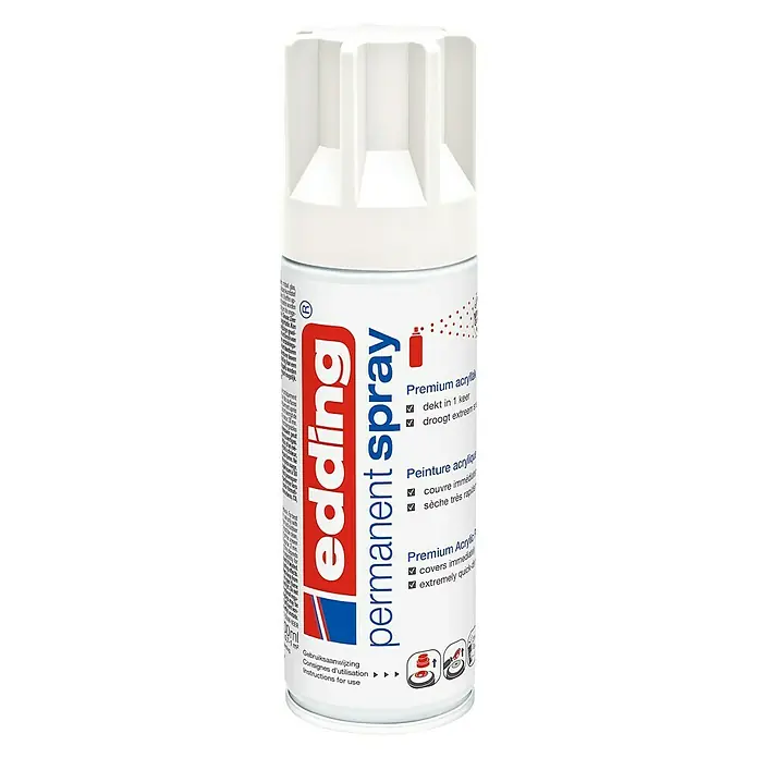 Edding Acrylspuitlak - Verkeerswit, 200 ml - Vooraanzicht