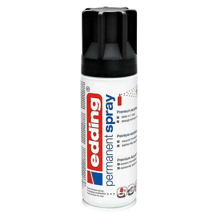Edding Acrylspuitlak - Diepzwart Mat, 200 ml - Vooraanzicht
