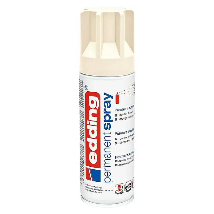Edding Acrylspuitlak - Licht ivoorkleurig Mat, 200 ml - Vooraanzicht