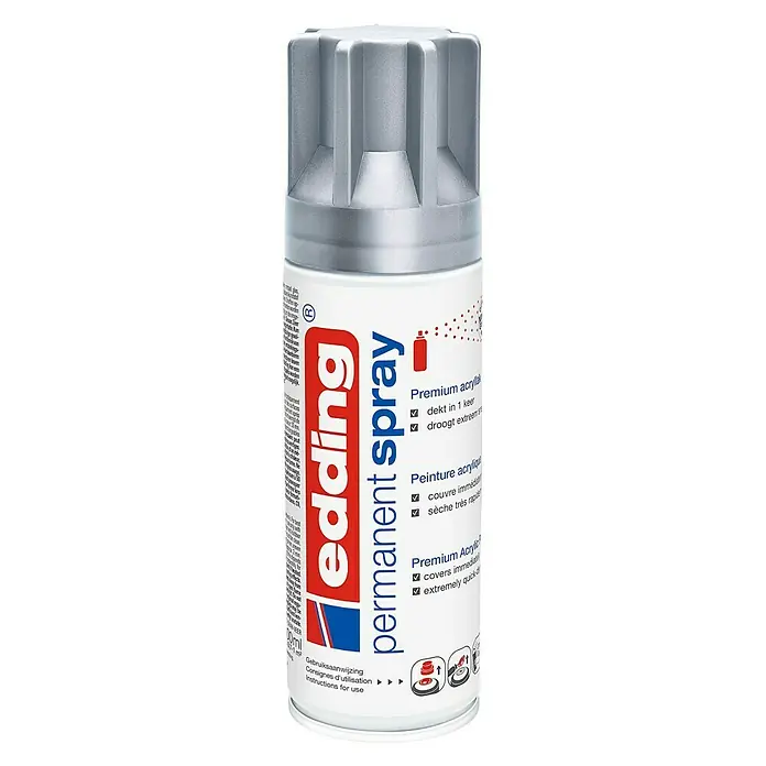Edding Acrylspuitlak - Zilver Mat, 200 ml - Vooraanzicht