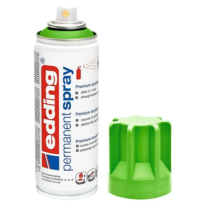 Edding Acrylspuitlak - Geelgroen Mat, 200 ml - Vooraanzicht